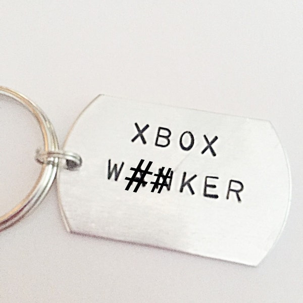 Hand Stamped Keyring - Xbox W##ker - Mens Keyring - Rude Keyring - Bad Language Keyring - Funny Keyring