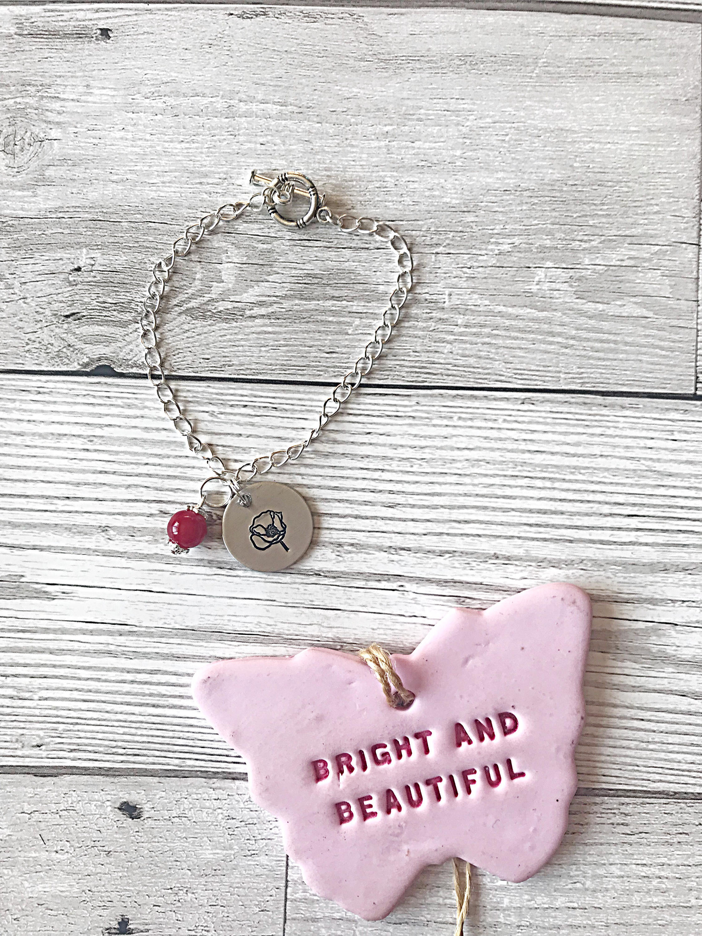 Poppy Bracelet Hand Stamped Bracelet Silver Bracelet Poppy Etsy UK