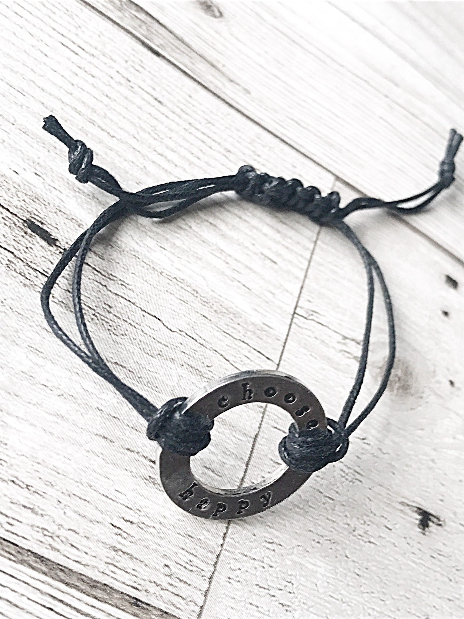 Hand Stamped Washer Bracelet Choose Happy Bracelet Hand Etsy UK