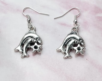 Pisces Zodiac Earrings: Sterling Silver Dangly Earrings, Birthday Gift