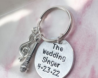 Wedding Singer Keyring, Wedding Singer Keychain, Personalised Wedding Date Keyring, Hand Stamped Keyring, Wedding Gift, Wedding Singer Gift