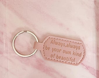 Pink Faux Leather Keyring: Self-Love Inspirational Quote