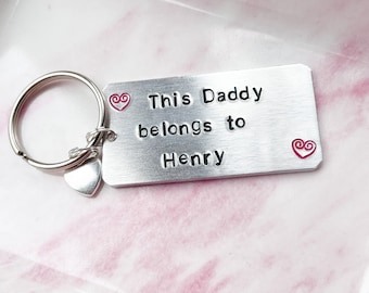 Hand Stamped Daddy Keyring: Personalized Dad Gift