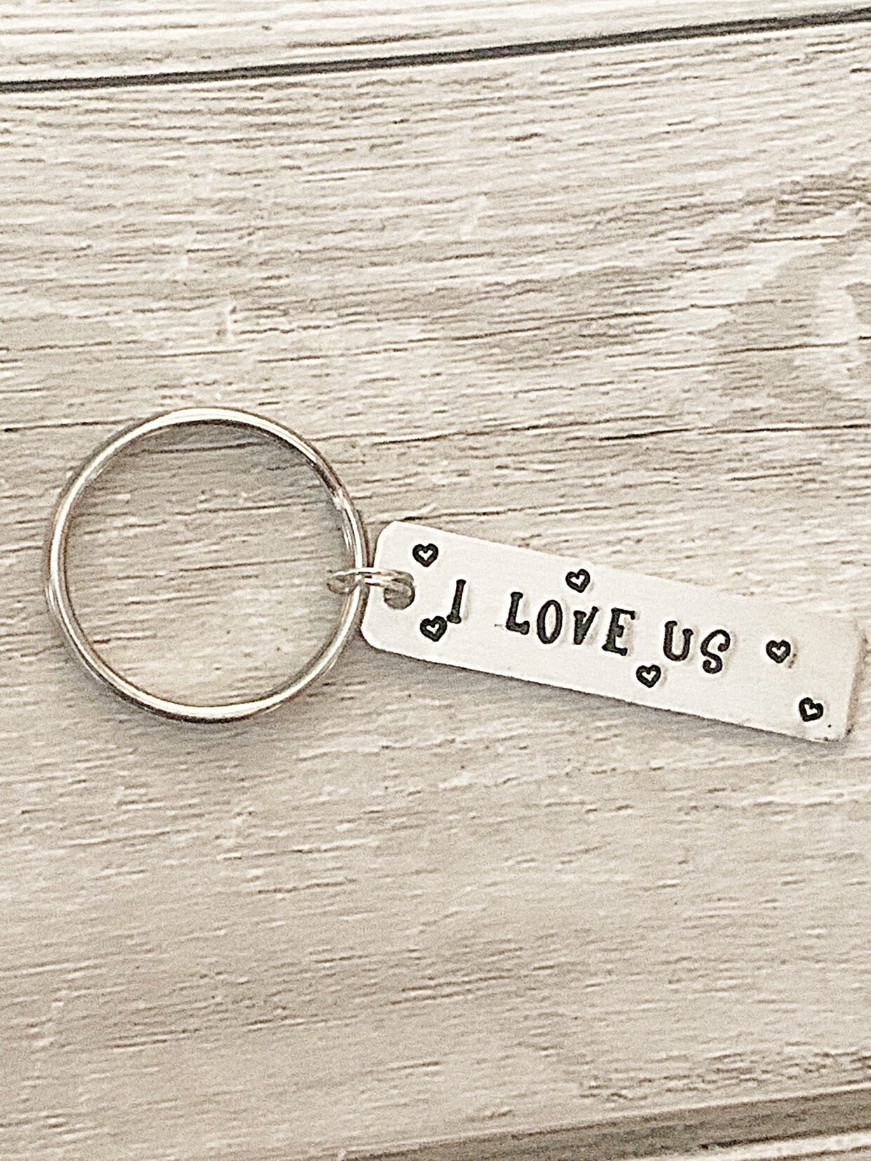 I Love Us Keychain Cute Keychain Hand Stamped Keyring For Etsy
