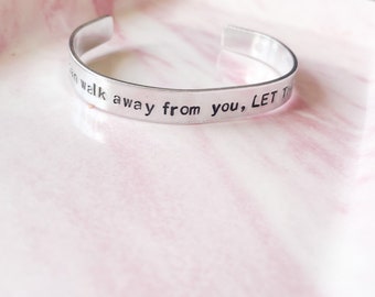 Break Up Gift For Women, Motivational Cuff Bracelet, Strength Bracelet, Aluminium Bracelet, Handstamped Bracelet, Positive Gift For Her