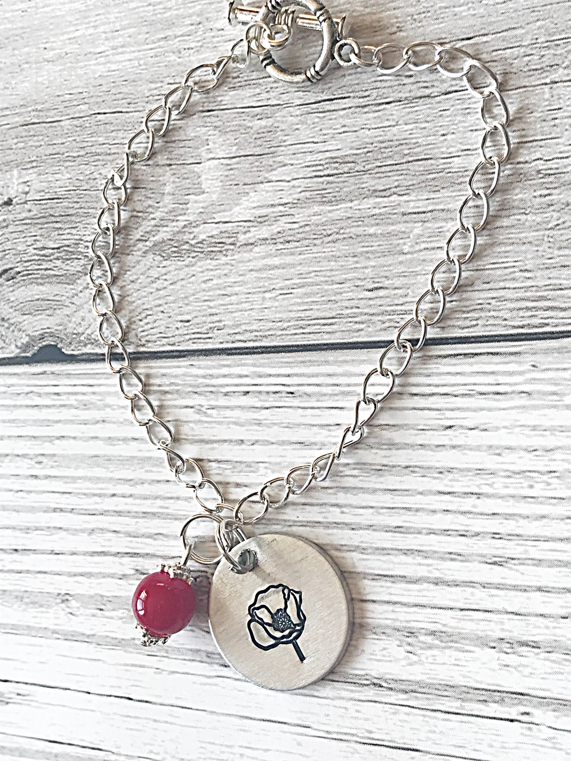 Poppy Bracelet Hand Stamped Bracelet Silver Bracelet Poppy Etsy UK