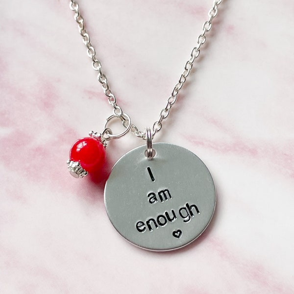 Collana I Am Enough, Collana di affermazione postiva, Collane Mantra, Collana di motivazione, Sono abbastanza gioielli, Citazione collana regalo