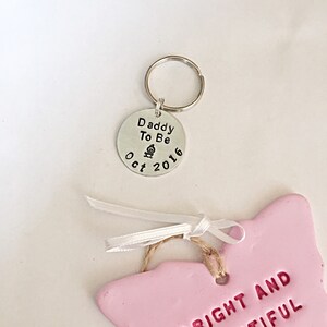 Daddy To Be Keyring, Daddy Keyring, Expectant Father, Personalised Due Date Keyring, Hand Stamped Keyring, Baby Keyring, Gift For New Dad image 5