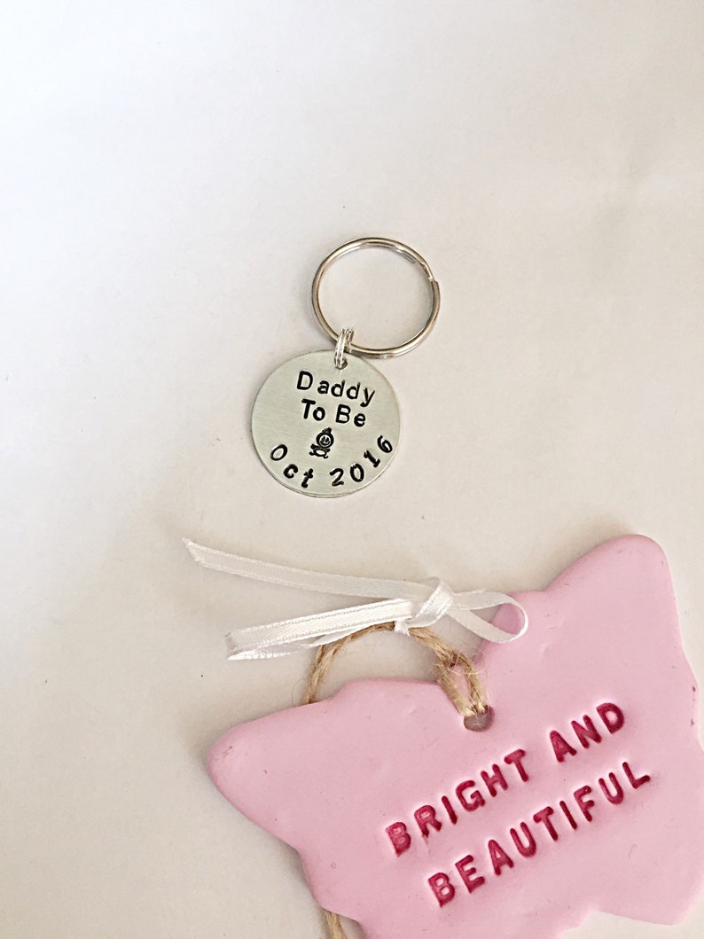 Daddy To Be Keyring, Daddy Keyring, Expectant Father, Personalised Due Date Keyring, Hand Stamped Keyring, Baby Keyring, Gift For New Dad image 5