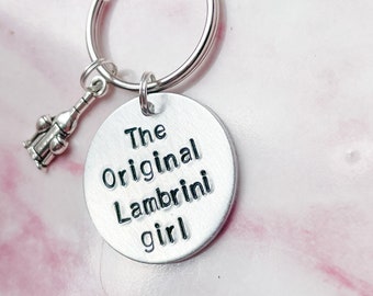 Lambrini Keyring - The Original Lambrini Girl - Alcohol Keyring - Wine Keychain - Wine Keyring - Hand Stamped Keyring - Gift For Her