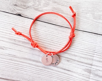 MS Awareness Bracelet Adjustable, Orange Awareness Ribbon, Multiple Sclerosis Bracelet, Adjustable Bracelet For Women, Awareness Jewelry