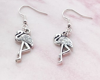 Flamingo Charm Earrings: Tropical Bird Dangle Jewelry