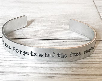Domestic Abuse Awareness Bracelet, Stamped Aluminum Cuff, Positive Quote