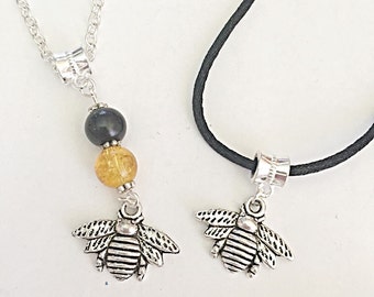 Bumble Bee Necklace Pendant, Honey Bee Necklace Charm, Insect Necklace Cord, Summer Necklace, Bumblebee Jewelry For Her, Insect Jewelry