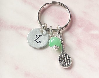 Tennis Keyring, Personalised Keyring, Initial Keyring, Tennis Gift, Tennis Charm Keychain, Tennis Player Gift, Tennis Coach Gift, Wimbledon