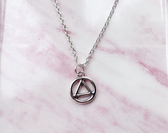 Sobriety Necklace: AA Symbol, Recovery Gift