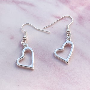 Heart Earrings Dangle Earrings For Women, Love Earrings Drop Earrings Silver Earrings, Heart Jewelry, Birthday Gift For Her, Anniversary