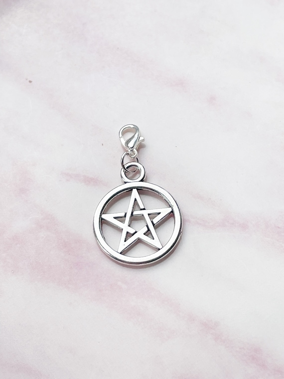 Silver Plated Pentagram Charm: Pagan Clip On Charm