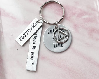 Recovery Gifts For Men Gift, Sobriety Keychain For Women Gifts, Hand Stamped Keyring, Personalized Keychain, Sobriety Jewelry, Sobriety Gift