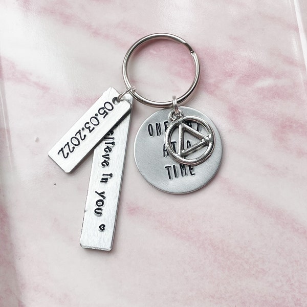 Recovery Gifts For Men Gift, Sobriety Keychain For Women Gifts, Hand Stamped Keyring, Personalized Keychain, Sobriety Jewelry, Sobriety Gift