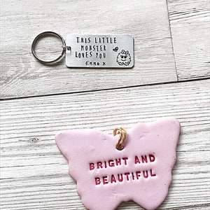 Little Monster Keychain Dad Gift, Hand Stamped Keyring Personalised Keyring, Fathers Day Gift From Daughter, Daughter To Father Gift, Daddy image 8