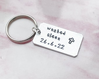 Baptism Gift For Baptism Keyring Personalised Keyring, Christening Gift For Christening, Hand Stamped Keyring, Baptism Keepsake Gift Baptism