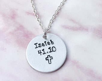 Isaiah 41 10 Necklace, Bible Verse Necklace, Religious Necklace, Do Not Fear For I Am With You, Jesus Necklace, Faith Necklace, Bible Verse