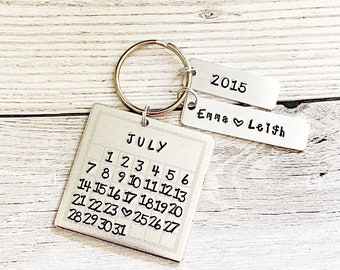 Anniversary Keychain Calendar Keyring For Husband, Special Date Keychain Date Keychain Personalized Gift Anniversary, Custom Date Keychain