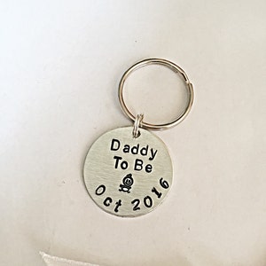 Daddy To Be Keyring, Daddy Keyring, Expectant Father, Personalised Due Date Keyring, Hand Stamped Keyring, Baby Keyring, Gift For New Dad image 2