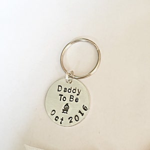 Daddy To Be Keyring, Daddy Keyring, Expectant Father, Personalised Due Date Keyring, Hand Stamped Keyring, Baby Keyring, Gift For New Dad image 3