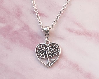 Baum des Lebens Halskette Frauen, Stammbaum Halskette, Herz Halskette für Mama, Herz Anhänger Halskette, Valentinstag Geschenk für sie, Baum Anhänger