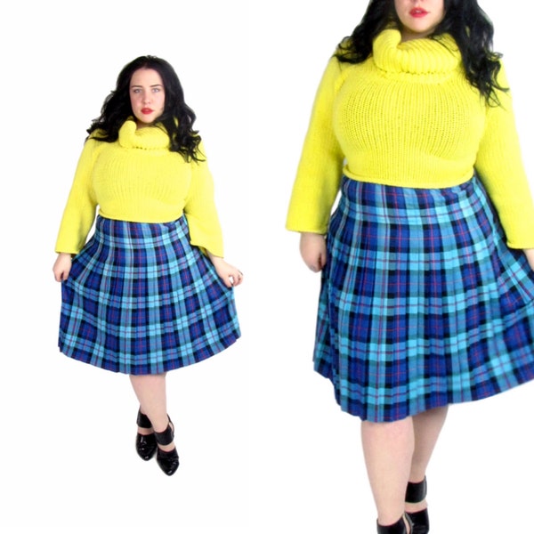 Plus Size Skirt / Vintage 1980's Plaid Skirt / Size XL / Vintage Skirt