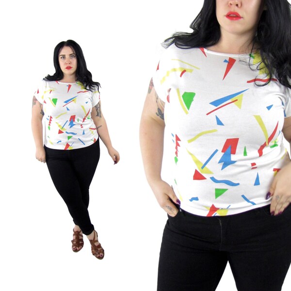 Plus Size 1980's Abstract Print Tee - Size XL