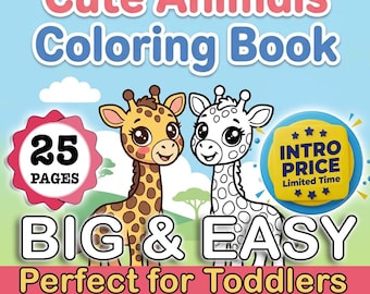 Animals Coloring Book for Toddlers – 25 Printable Pages (A4 PDF Download)