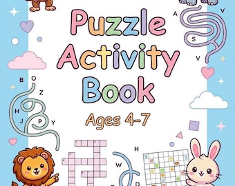 Libro de actividades de rompecabezas para niños: laberintos, sopas de letras, crucigramas y sudokus con imágenes (PDF imprimible, de 4 a 7 años)