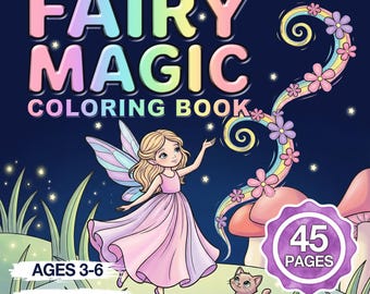 Libro mágico para colorear de hadas para niños de 3 a 6 años – 45 páginas fáciles (PDF imprimible)