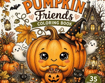 Libro para colorear "Amigos Calabazas Acogedoras" / 35 páginas de otoño y Halloween (Descarga digital)