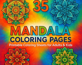 35 páginas para colorear de mandalas / Arte lineal relajante (Descarga digital en PDF)
