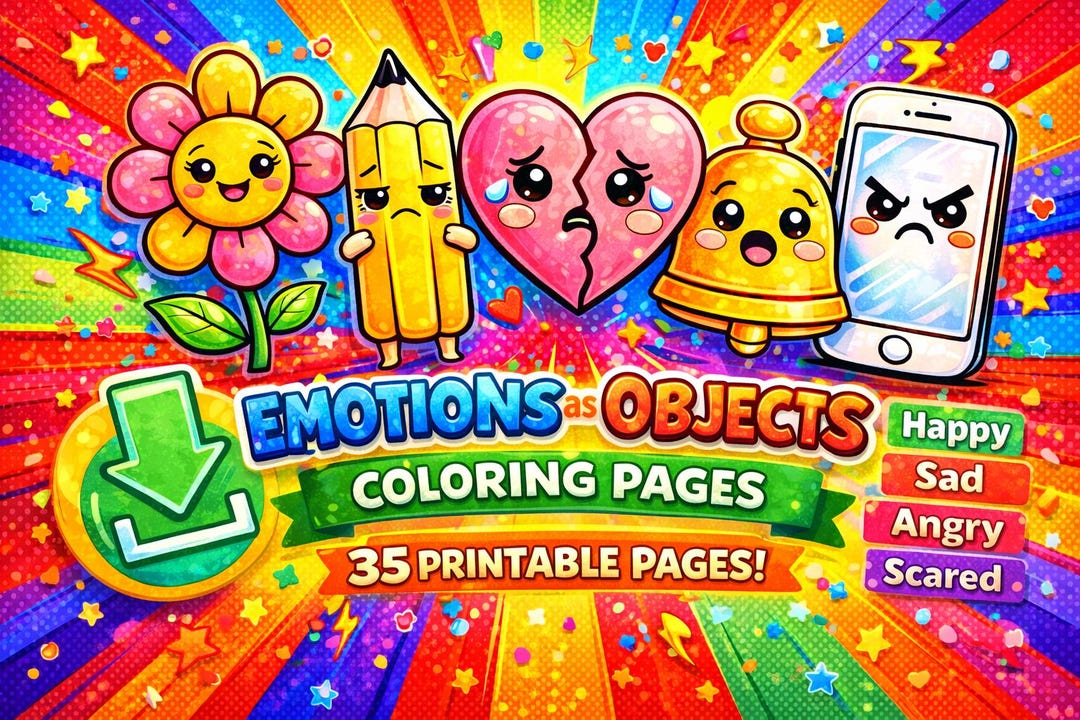 Emotions Objects 35 Emotions as Objects Coloring Pages for Kids | Feelings Coloring Book ...