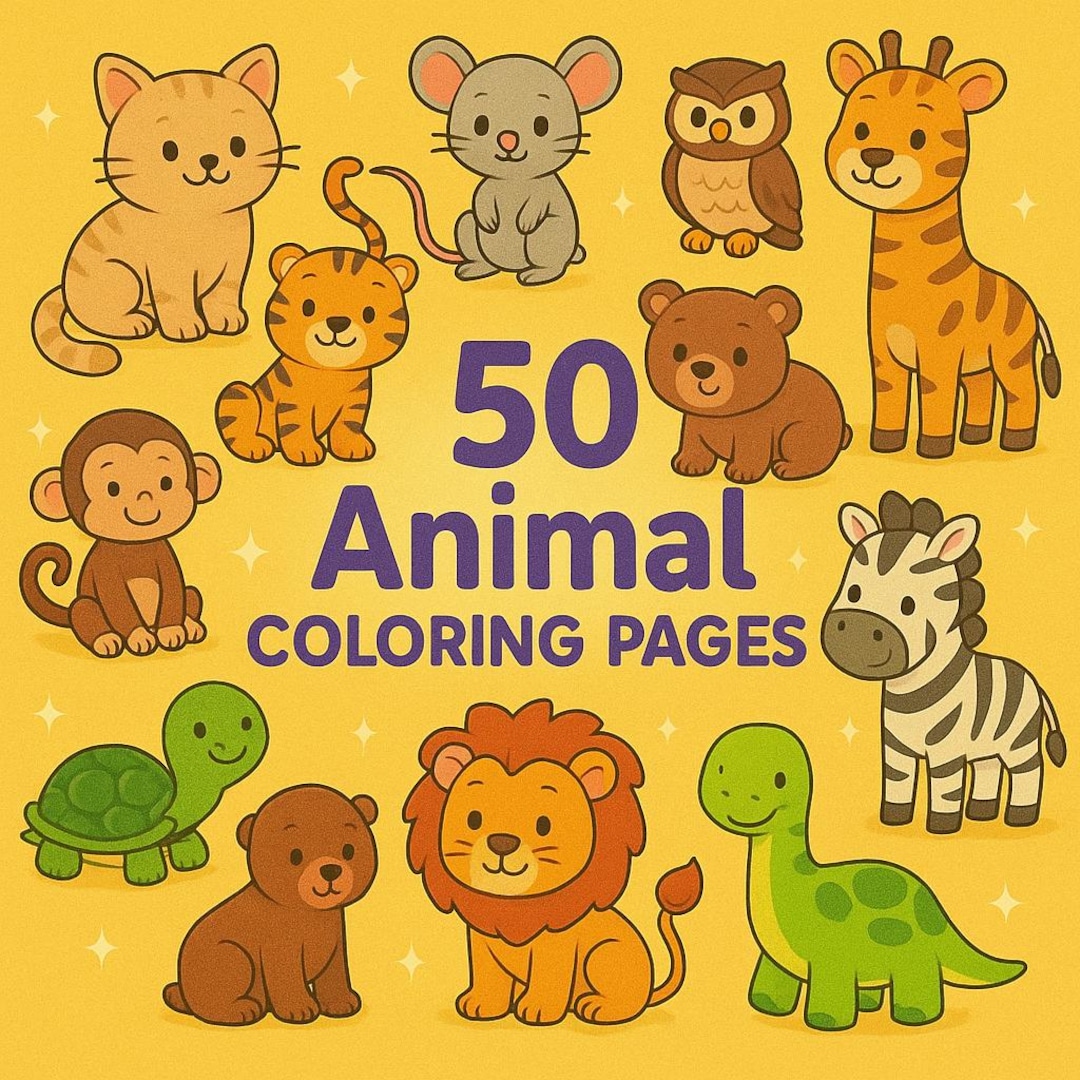 50 Animal Coloring Pages, Baby Animals + Kawaii Animals, Cute Kids ...