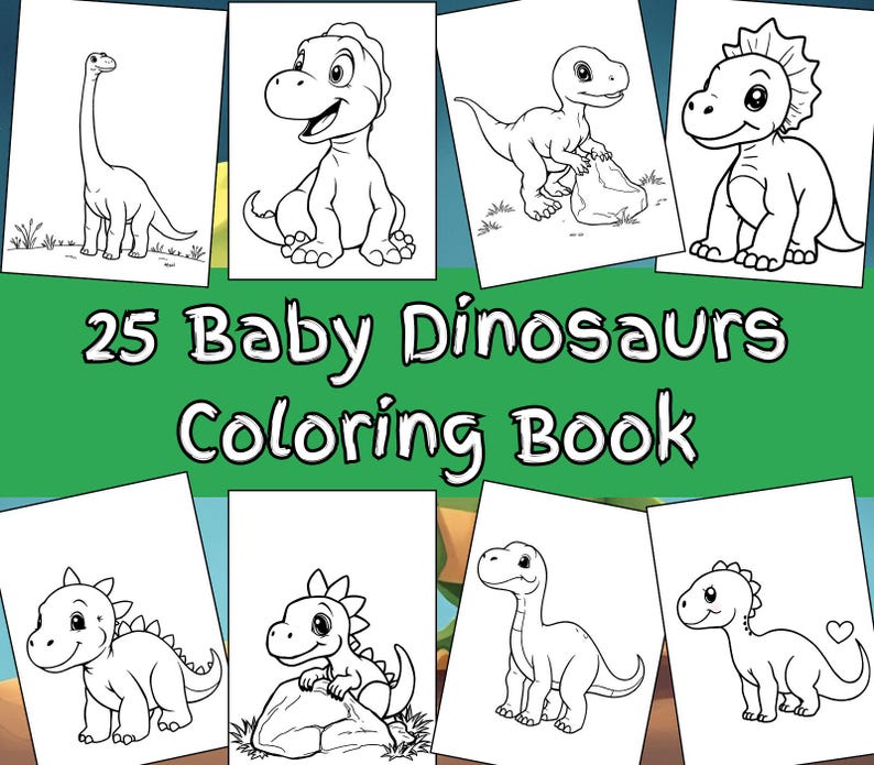 25 Baby Dinosaur Coloring Pages: Kids Printable Dino Sheets (PDF ...
