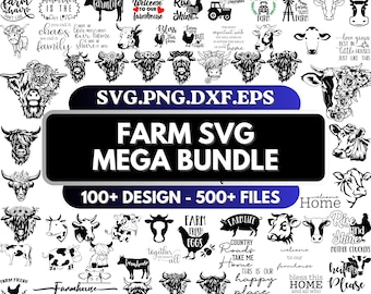 Farm SVG Bundle, Farming Svg Cut Files, Country Farm Highland Cow Svg,Farm House Svg, Cricut Sublimation, Animal Svg, Png, Dxf, Eps, Design