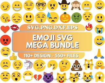 Emoji SVG Bundle, Layered Vector Files, Scalable Vector Smiley Icons, SVG for cricut, Dxf, Png, Pdf, Eps, Svg