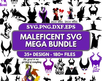 Maleficent SVG Bundle,  Evil Queen, Maleficent Png, Svg for Cricut, Instant Digital Download, Villain PNG, Dark Fairy Clipart, Cutting Files