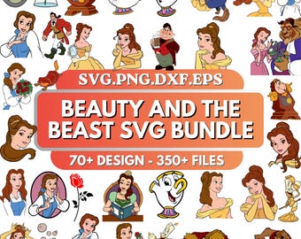 Beauty and Beast SVG Bundle, Cartoon Svg, Beauty Png, Layered Vector Files for Cricut, Dxf, Pdf, Eps, Svg, Png
