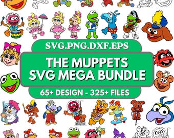 Babies SVG Bundle, Kermit and Friends Cutting Files, Cartoon Mega Bundle, Digital Files, Cricut, Layered Design PNG,Dxf,Eps