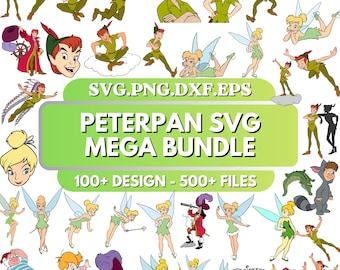 Peter SVG Bundle, Cartoon Clipart, Pan Svg Cut Files For Cricut, Silhouette, Tinkerbell Svg, Png, Dxf