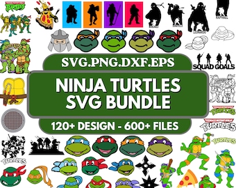 Cartoon SVG Mega Bundle, Ninja Svg, Unique Layered Designes, Turtles Svg, Cricut, Silhouette, Instant Download, PNG, Dxf, Eps