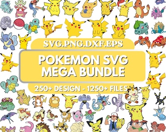 Cartoon SVG Mega Bundle, Layered Vector Svg Files,Poke Svg Bundle Layered Item, Vector Design Svg, Png, Dxf, Pdf, Eps