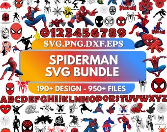 Superhero SVG Mega Bundle, Spider Svg, Man Png, Spider Head, Hero Cut Files For Cricut, Spidey Clipart, Svg, Png, Dxf, Eps, Pdf